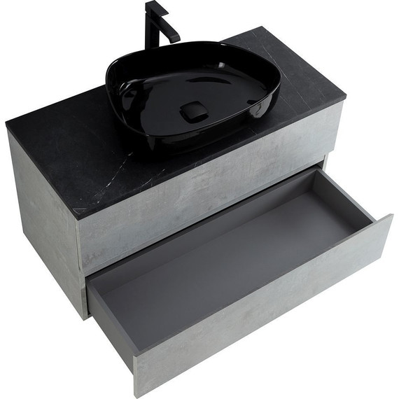 Тумба подвесная со столешницей Cezares MOLVENO 46-100-2C-SO-BET 100 см, Beton/Marmo Nero Opaco - фото 5