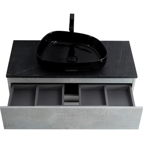 Тумба подвесная со столешницей Cezares MOLVENO 46-100-2C-SO-BET 100 см, Beton/Marmo Nero Opaco - фото 6