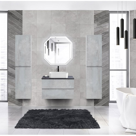 Тумба подвесная со столешницей Cezares MOLVENO 46-80-2C-SO-BET 80 см, Beton/Marmo Nero Opaco - фото 2