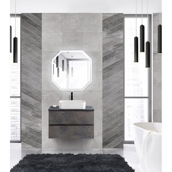 Тумба подвесная со столешницей Cezares MOLVENO 46-80-2C-SO-OSS 80 см, Ossido/Marmo Nero Opaco - фото 2