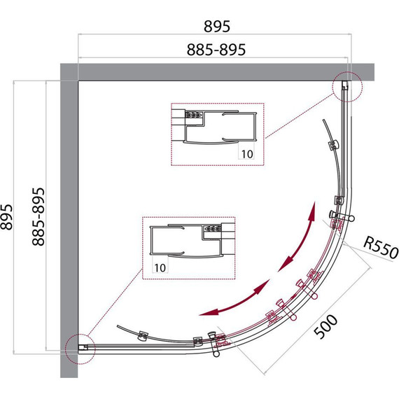 Душевое ограждение BelBagno 90х90 см UNO-195-R-2-90-CH-CR, хром/шиншилла - фото 4