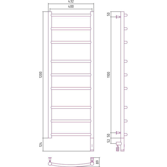 Полотенцесушитель электрический Сунержа Галант 3.0 П9 1200x400 мм 00-5801-1240 R - фото 10