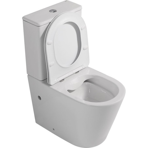 Унитаз-компакт безободковый Abber Bequem AC1112 с крышкой микролифт, Цвет производителя: белый - фото 4