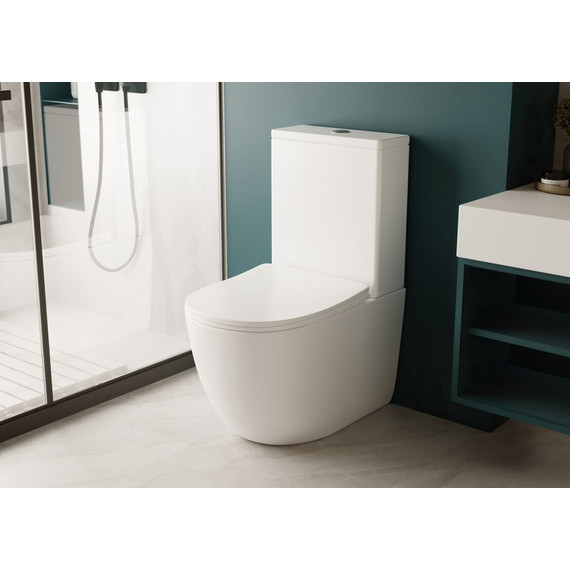 Унитаз-компакт безободковый Abber Bequem AC1110 с крышкой микролифт - фото 7