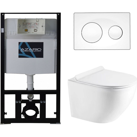 Инсталляция с подвесным безободковым унитазом Azario Gloria AZ-8010-1000+AZ-8200-0012+AZ-2003, Цвет производителя: белый - фото 