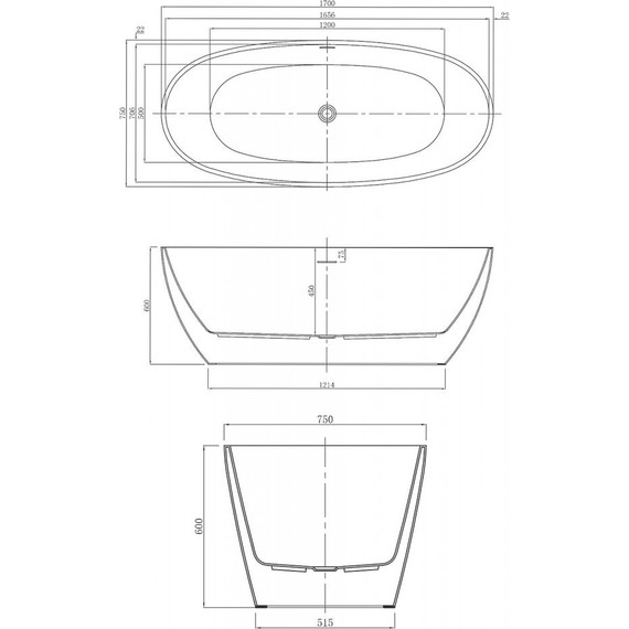 Ванна отдельностоящая Azario Darwin 170x75 см DAR17075 - фото 4