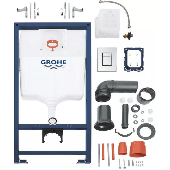 Инсталляция с подвесным унитазом комплект: Grohe Rapid SL 38772001 с подвесным безободковым унитазом Sintesi Evi SIN-TS-EVI-151BM сиденье микролифт, крепление, кнопка смыва хром - фото 3