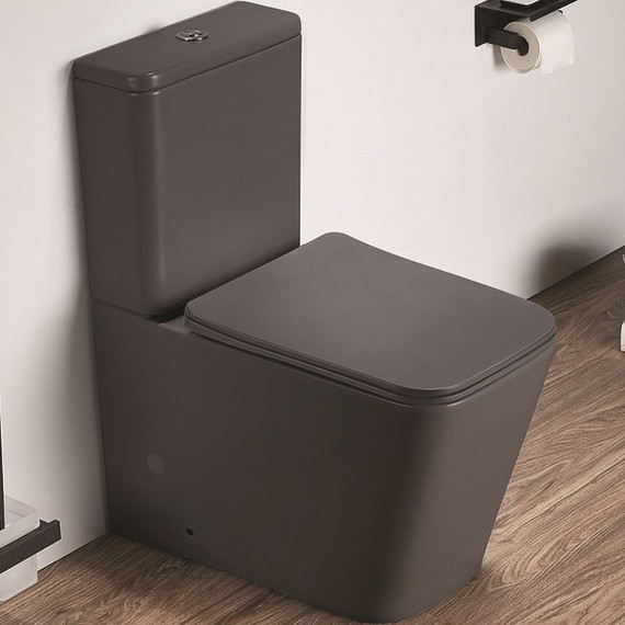 Унитаз-компакт CeramaLux Rimless 2170AXMDH с крышкой микролифт, серый матовый, Цвет производителя: серый - фото 