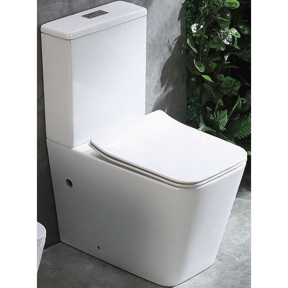 Унитаз-компакт CeramaLux Rimless 2170AXMW с крышкой микролифт, белый матовый, Цвет производителя: белый матовый - фото 