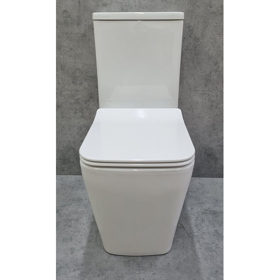 Унитаз-компакт CeramaLux Rimless 2170AXMW с крышкой микролифт, белый матовый, Цвет производителя: белый матовый - фото 5