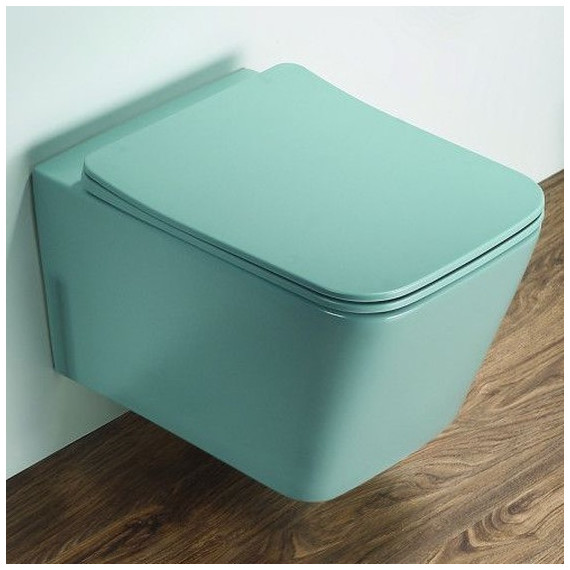 Унитаз подвесной CeramaLux Rimless 5170MLG с крышкой микролифт, зеленый матовый, Цвет производителя: зелёный - фото 