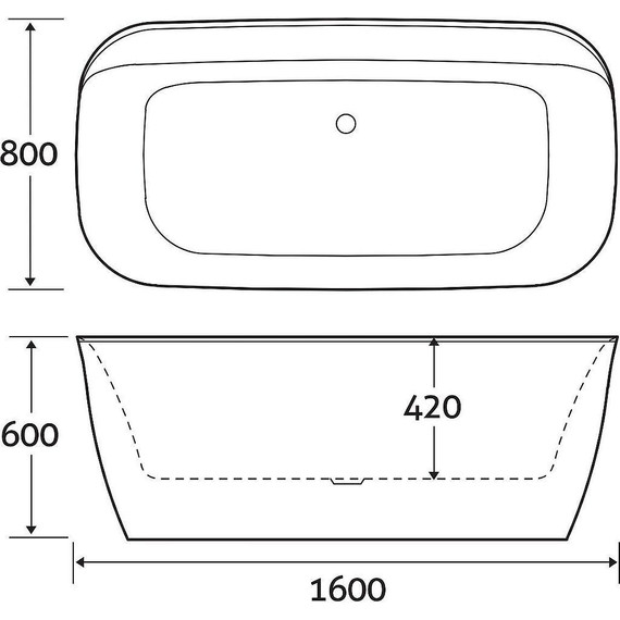 Ванна отдельностоящая Art&Max 160x80 см AM-316-1600-800 - фото 2