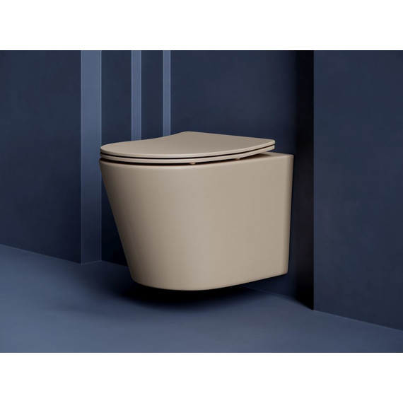 Унитаз подвесной Ceramicanova Balearica Rimless CN6000MC с тонкой крышкой микролифт, капучино матовый, Цвет производителя: коричневый - фото 6