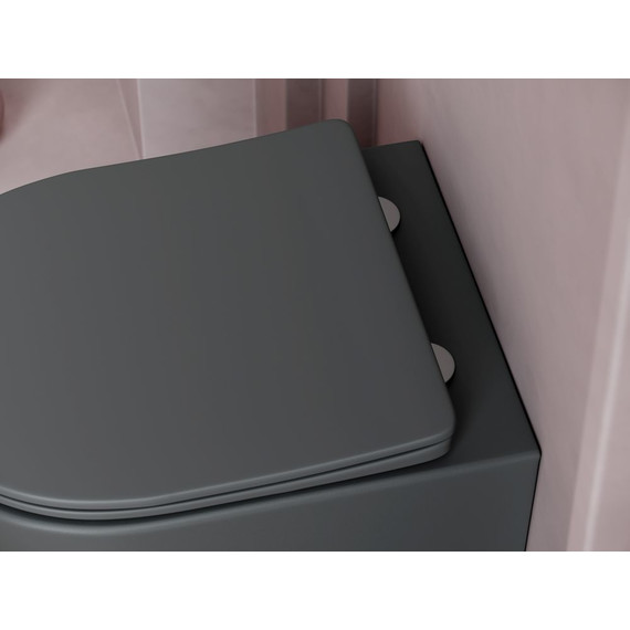 Унитаз подвесной Ceramicanova Balearica Rimless CN6000MDH с тонкой крышкой микролифт, темный антрацит матовый, Цвет производителя: чёрный - фото 5