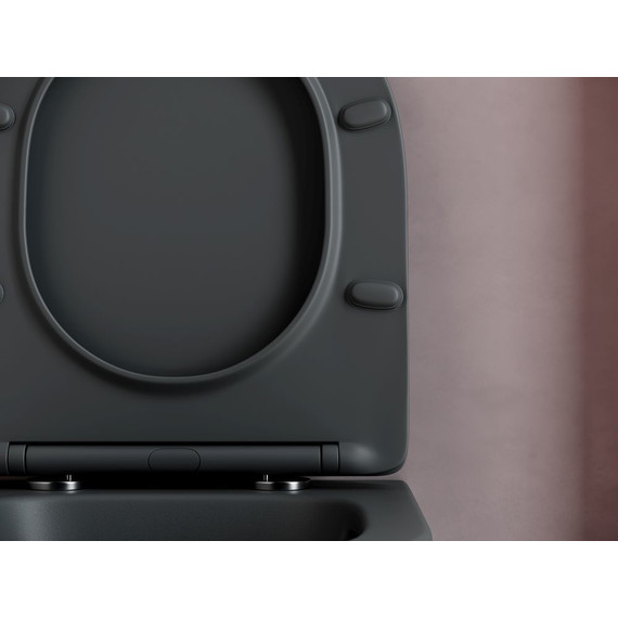 Унитаз подвесной Ceramicanova Balearica Rimless CN6000MDH с тонкой крышкой микролифт, темный антрацит матовый, Цвет производителя: чёрный - фото 6