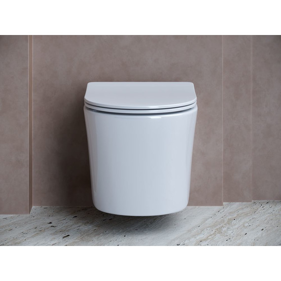 Унитаз подвесной Ceramicanova Balearica Rimless CN6000 с тонкой крышкой микролифт, Цвет производителя: белый - фото 2