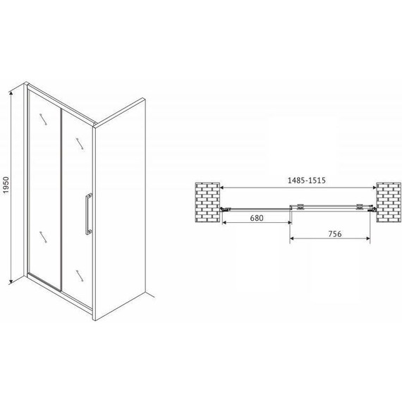 Душевая дверь Abber Schwarzer Diamant 150 см AG30150MH, хром/матовое - фото 5