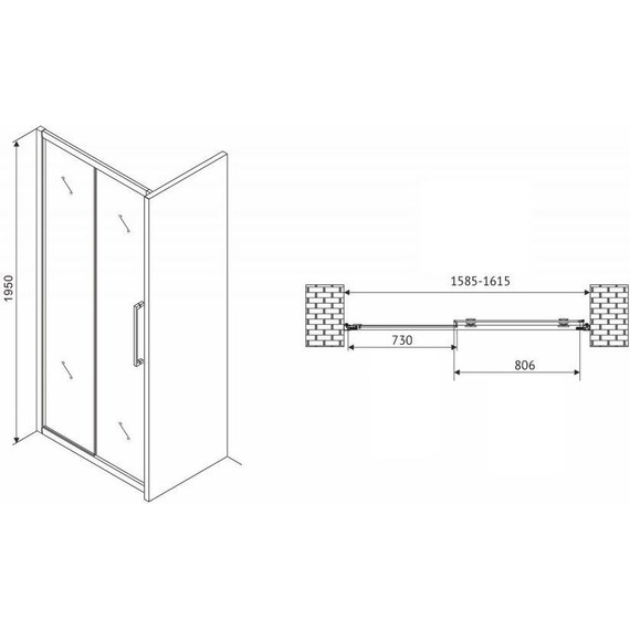 Душевая дверь Abber Schwarzer Diamant 160 см AG30160MH, хром/матовое - фото 5