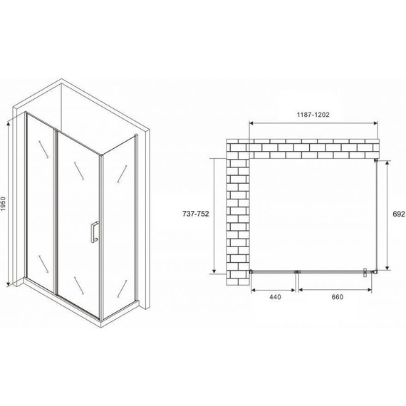 Душевое ограждение Abber Sonnenstrand 120x75 см AG04120MS-S75M, хром/матовое - фото 4