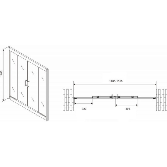 Шторка для ванны Abber Schwarzer Diamant 150 см AG57150, хром/прозрачное - фото 4