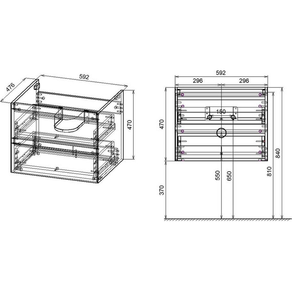 Тумба подвесная с раковиной Vincea Luka 60 см VMC-2L600GS (раковина белая VCB-13600W), серый камень - фото 10
