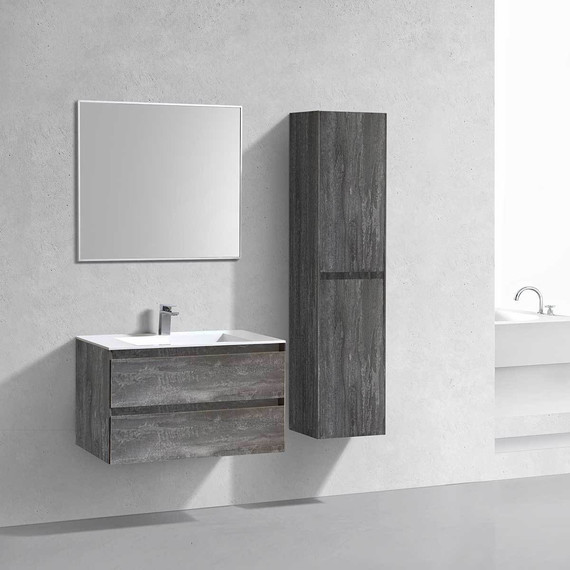 Тумба подвесная с раковиной Vincea Luka 80 см VMC-2L800GS (раковина белая VCB-13800W), серый камень - фото 4