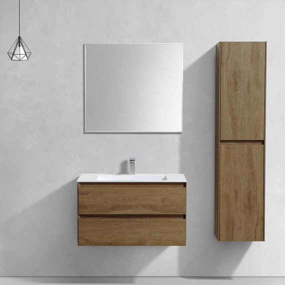 Тумба подвесная с раковиной Vincea Luka 80 см VMC-2L800TO (раковина белая VCB-13800W), дуб табак - фото 6