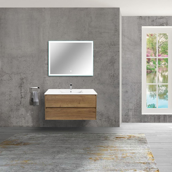 Тумба подвесная с раковиной Vincea Gio 100 см VMC-2G100TO, дуб табак - фото 2