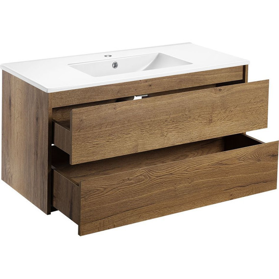 Тумба подвесная с раковиной Vincea Gio 100 см VMC-2G100TO, дуб табак - фото 4