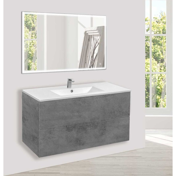 Тумба подвесная с раковиной Vincea Mia 100 см VMC-2MC100BT, бетон - фото 4