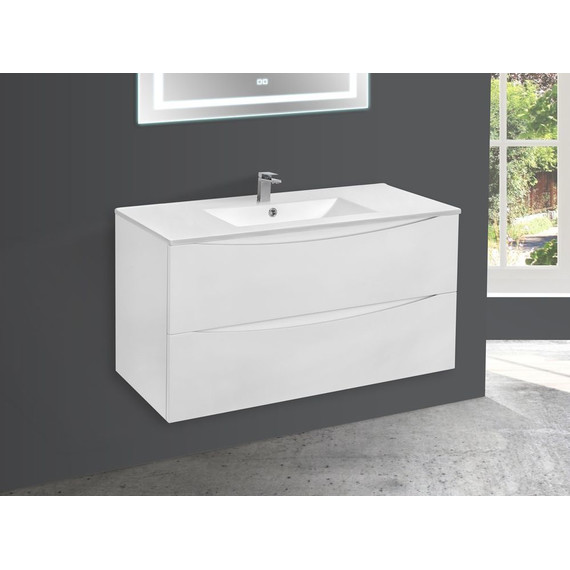 Тумба подвесная с раковиной Vincea Mia 100 см VMC-2MC100GW, белый глянец - фото 5