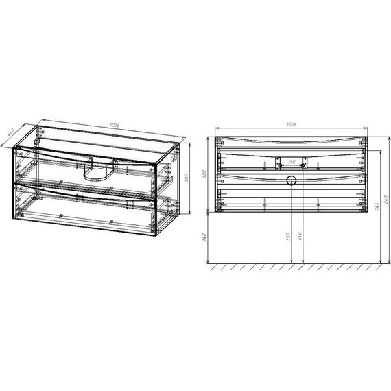 Тумба подвесная с раковиной Vincea Mia 100 см VMC-2MC100BT, бетон - фото 8