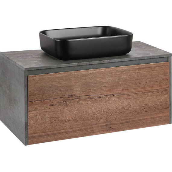 Тумба подвесная со столешницей Vincea Mesa 100 см VMC-2MS100TB, бетон/дуб табак - фото 4