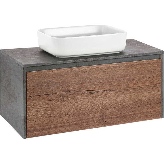 Тумба подвесная со столешницей Vincea Mesa 100 см VMC-2MS100TB, бетон/дуб табак - фото 6