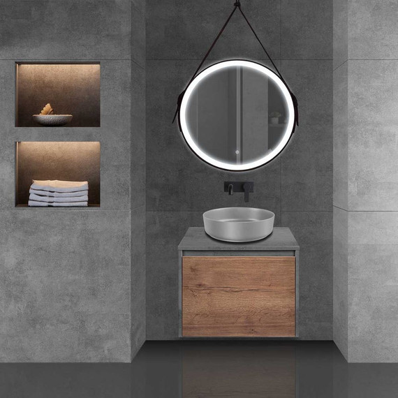 Тумба подвесная со столешницей Vincea Mesa 60 см VMC-2MS600TB, бетон/дуб табак - фото 2