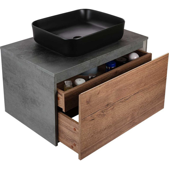 Тумба подвесная со столешницей Vincea Mesa 80 см VMC-2MS800TB, бетон/дуб табак - фото 11