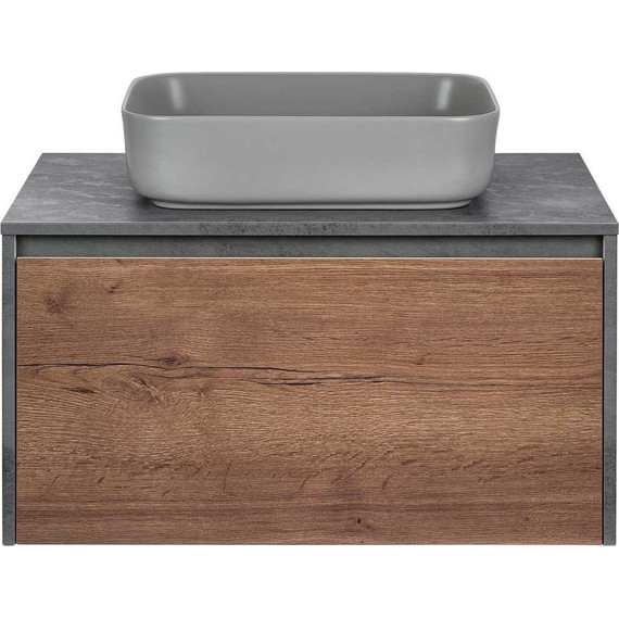 Тумба подвесная со столешницей Vincea Mesa 80 см VMC-2MS800TB, бетон/дуб табак - фото 6