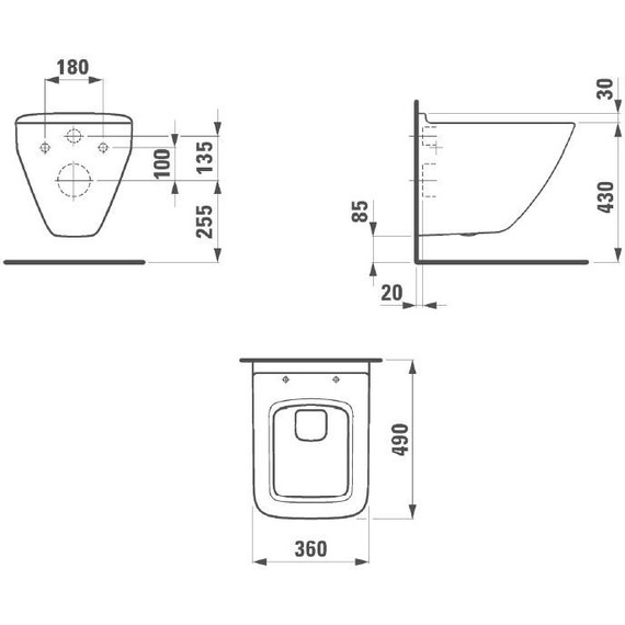 Унитаз подвесной Laufen PALACE 8.2070.3.000.000.1 укороченный - фото 3