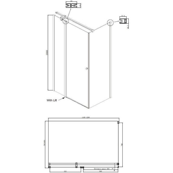Душевое ограждение Ambassador Nord 120x80 см 13011107, хром/прозрачное - фото 9