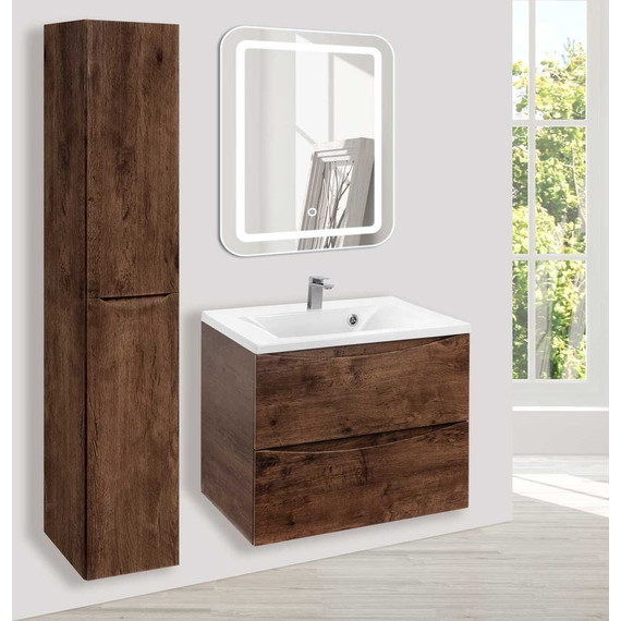 Тумба подвесная с раковиной Vincea Mia 65 см VMC-2MA650RW, тёмное дерево - фото 4