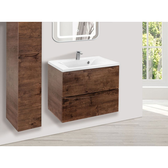 Тумба подвесная с раковиной Vincea Mia 65 см VMC-2MA650RW, тёмное дерево - фото 3