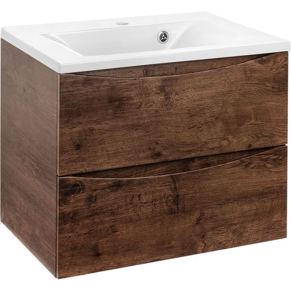 Тумба подвесная с раковиной Vincea Mia 65 см VMC-2MA650RW, тёмное дерево - фото 2