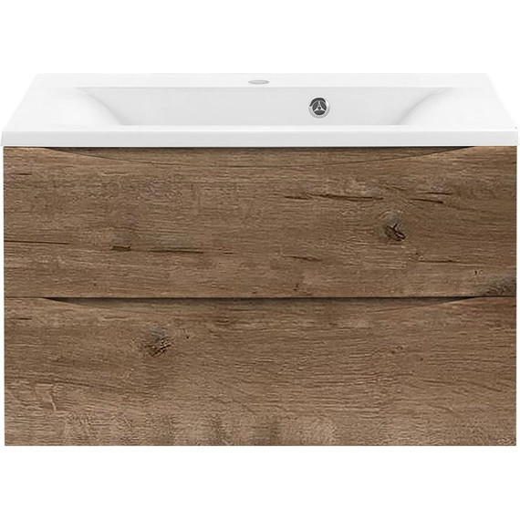 Тумба подвесная с раковиной Vincea Mia 75 см VMC-2MA750VO (раковина белая VCB-3M750W), дуб винтаж - фото 