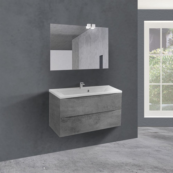 Тумба подвесная с раковиной Vincea Mia 90 см VMC-2MA900BT (раковина белая VCB-3M900W), бетон - фото 5