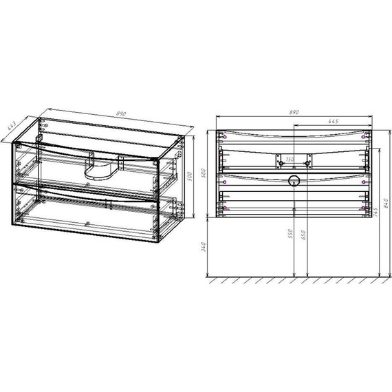 Тумба подвесная с раковиной Vincea Mia 90 см VMC-2MA900BT (раковина белая VCB-3M900W), бетон - фото 13