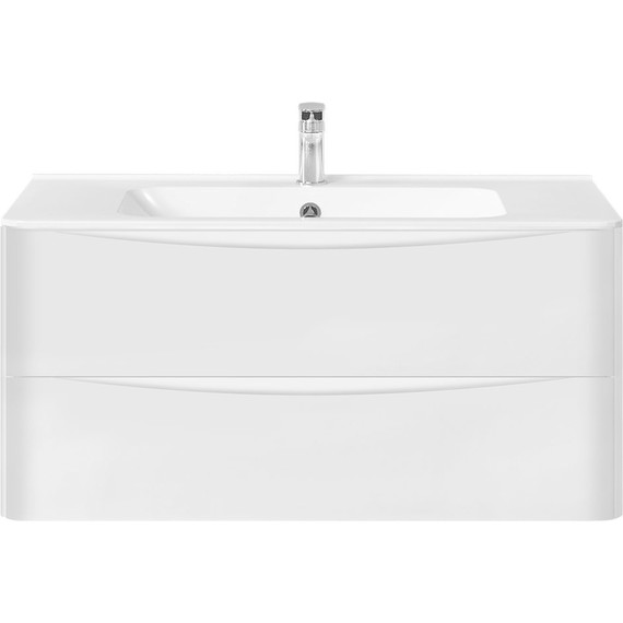 Тумба подвесная с раковиной Vincea Paola 100 см VMC-2P100GW, белый глянец - фото 