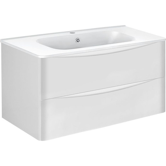 Тумба подвесная с раковиной Vincea Paola 100 см VMC-2P100GW, белый глянец - фото 2