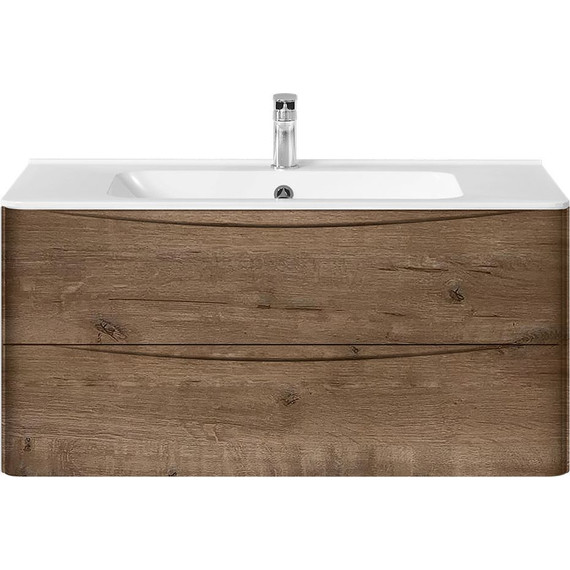 Тумба подвесная с раковиной Vincea Paola 100 см VMC-2P100VO, дуб винтаж - фото 