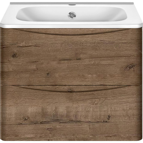 Тумба подвесная с раковиной Vincea Paola 60 см VMC-2P600VO (раковина белая VCB-2VP600W), дуб винтаж - фото 
