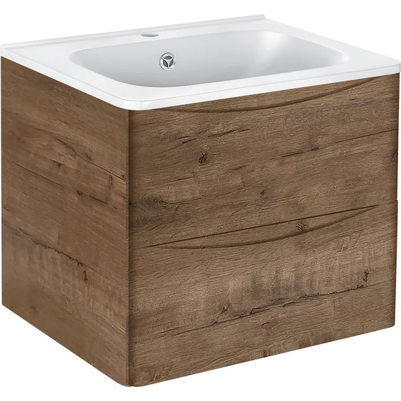 Тумба подвесная с раковиной Vincea Paola 60 см VMC-2P600VO (раковина белая VCB-2VP600W), дуб винтаж - фото 2